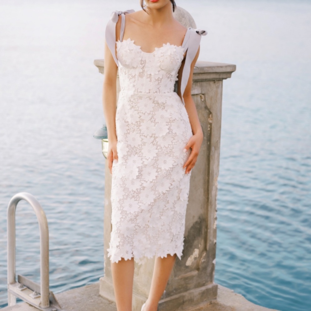 by Watters 'Ambrosia' Bow-Strap Lace Midi Dress (NWT) - Picture 4 of 8